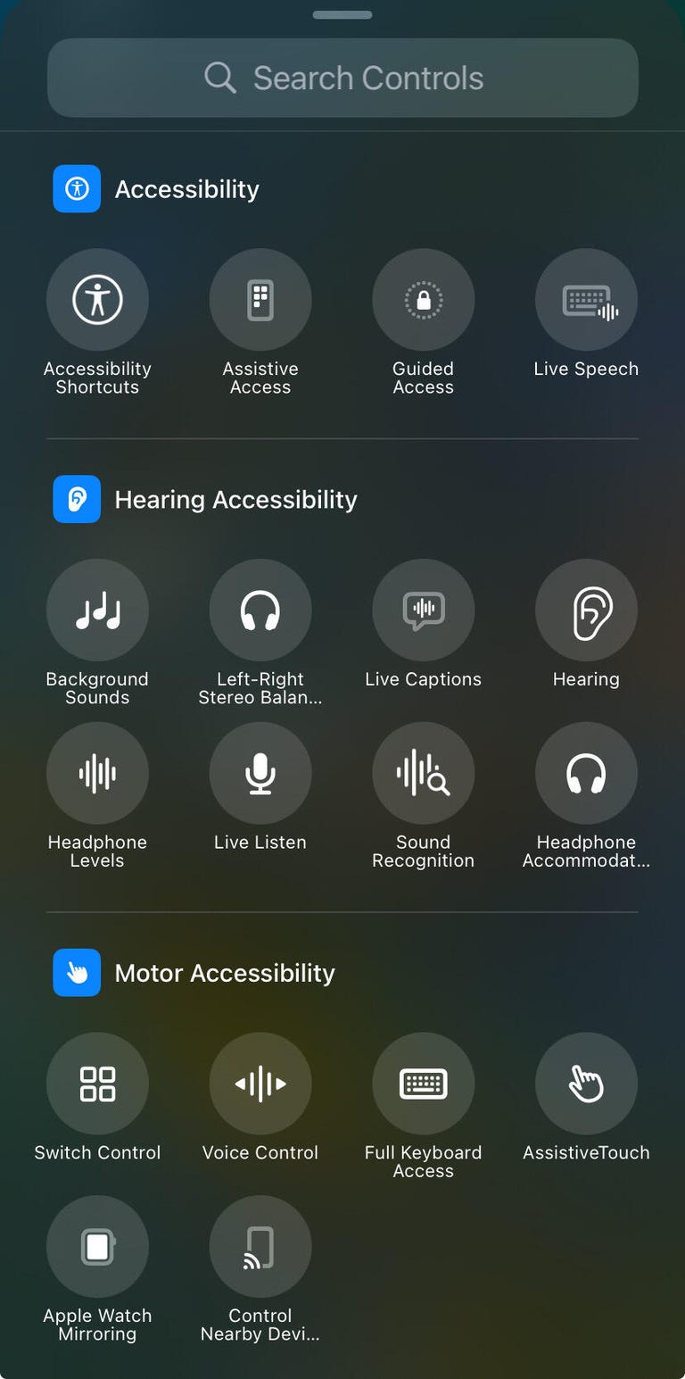 Some of the controls you can add to Control Center in iOS 18